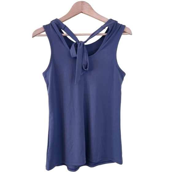 Banana Republic blue beaded sleeveless crew-neck  evening tank top shirt - Picture 3 of 8